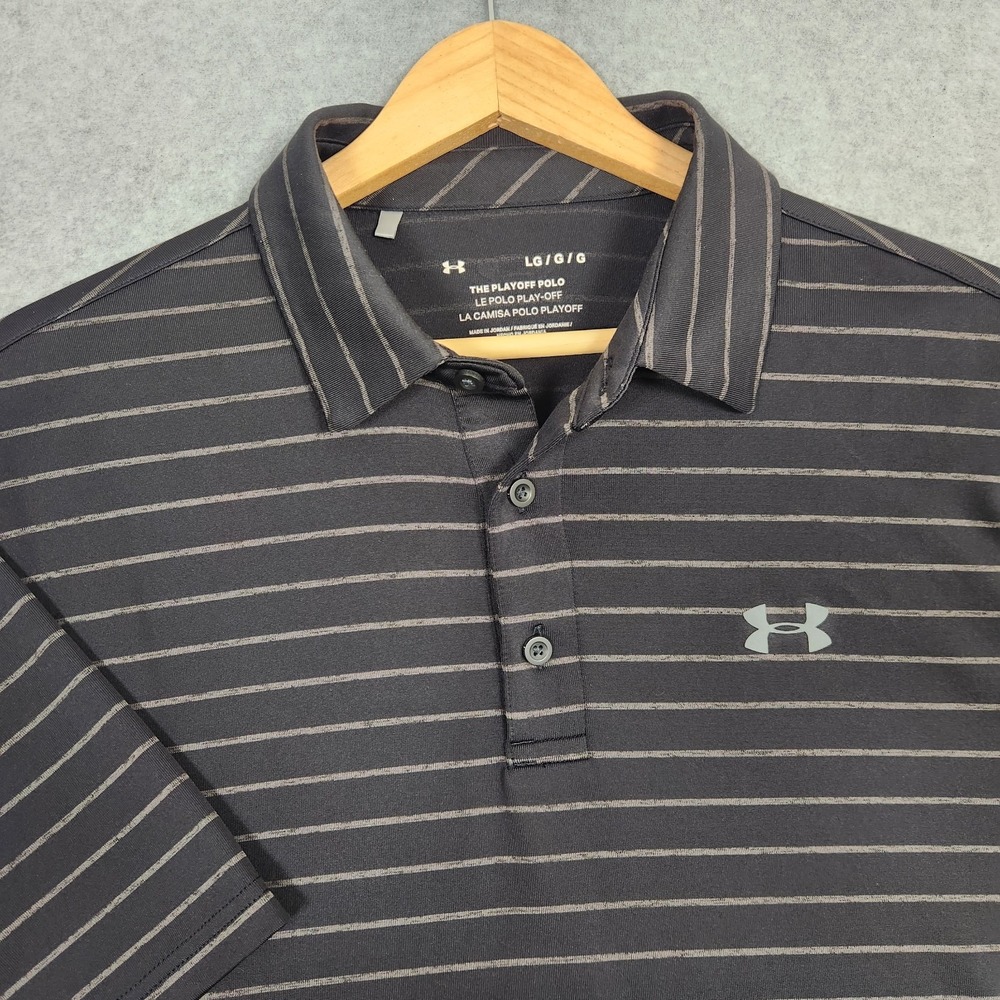 Under Armour Polo Shirt Mens Large Black Playoff Performance Stretch Golf Active